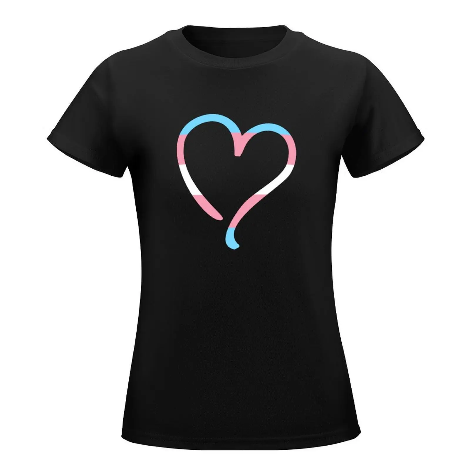 Transgender Flag Heart T-Shirt summer tops Female clothing cute clothes korean fashion Women t-shirts