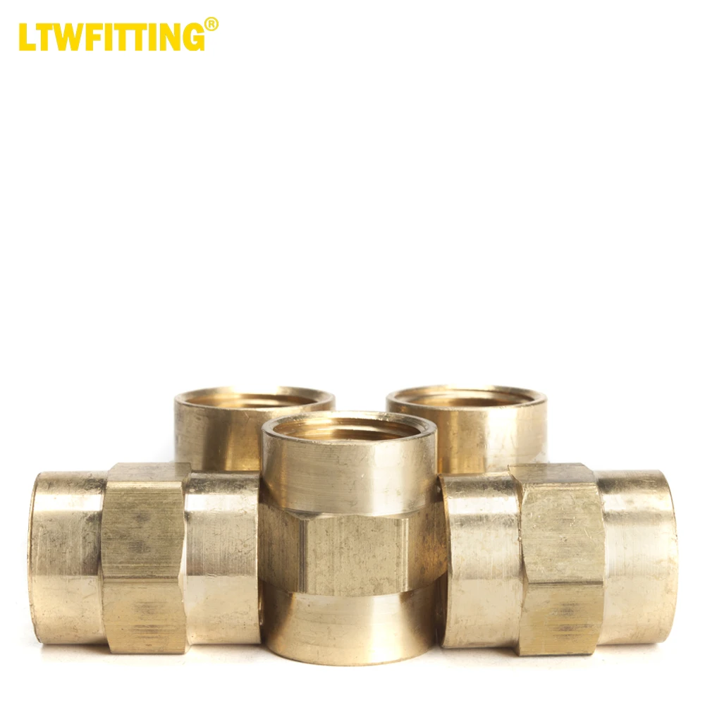 

LTWFITTING Brass Pipe Fitting Coupling Coupler 1/2 x 1/2 Inch Female NPT FNPT FPT Pipe Water Boat(Pack of 5)