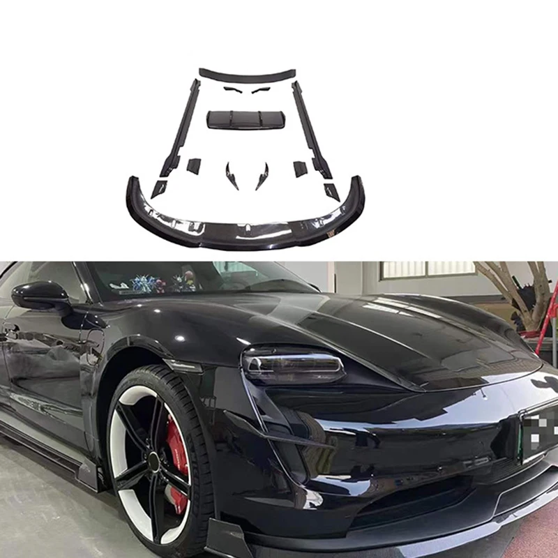 RZ Style Carbon Fiber Bodykit Front Lip Splitter Rear Diffuser Side Skirt Soiler Wing for Porsche Taycan Body Kit 2019+