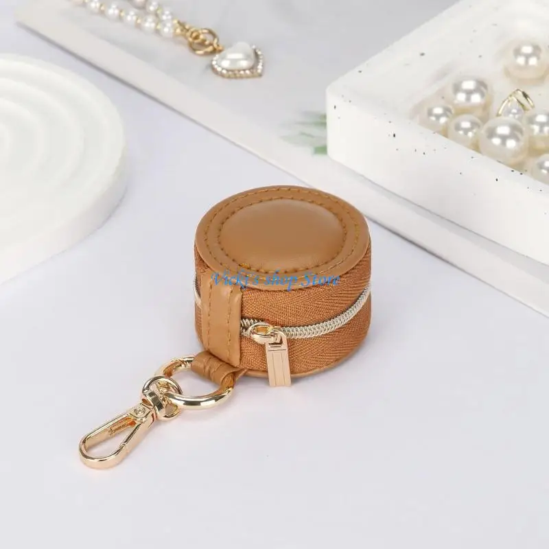 

Compact Travel Jewelry Case With Keychain For Gym Sports Rings Earrings Necklace