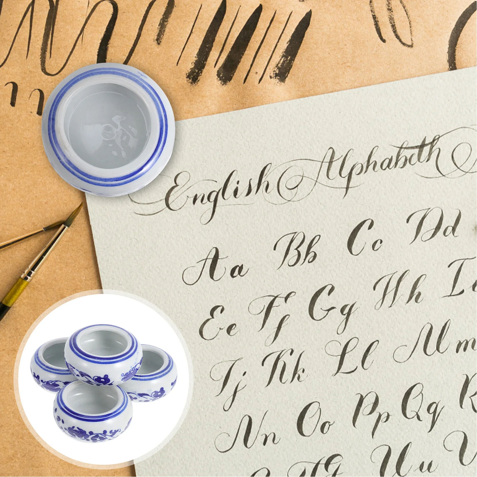 

12Pcs Ink Dish Creative Multi-Functional Ceramic Ink Bowls Calligraphy Brush Tray Stationery Supplies Calligraphy Brush Tray