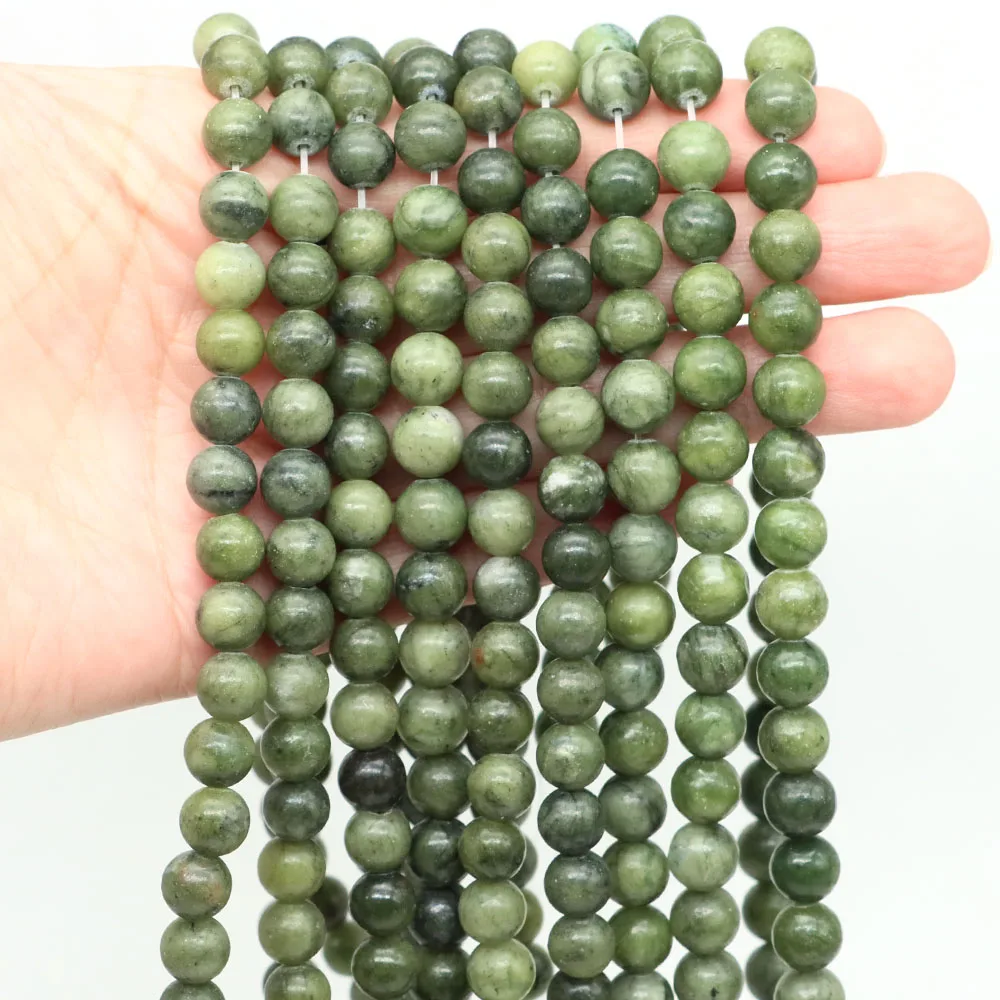 Natural Stone Loose Beads 4 6 8 10mm Green Southern Jade Round Charms Crystal Bead for Jewelry Making DIY Bracelet Necklace