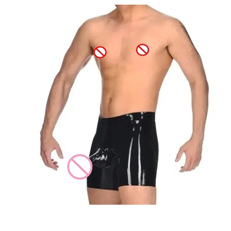 Homens Calcinha De Látex De Borracha Boxer Shorts Penis Bainha Underwear Preservativo Galo Bolsa Shorts Cuecas Sexy para Homens Desgaste