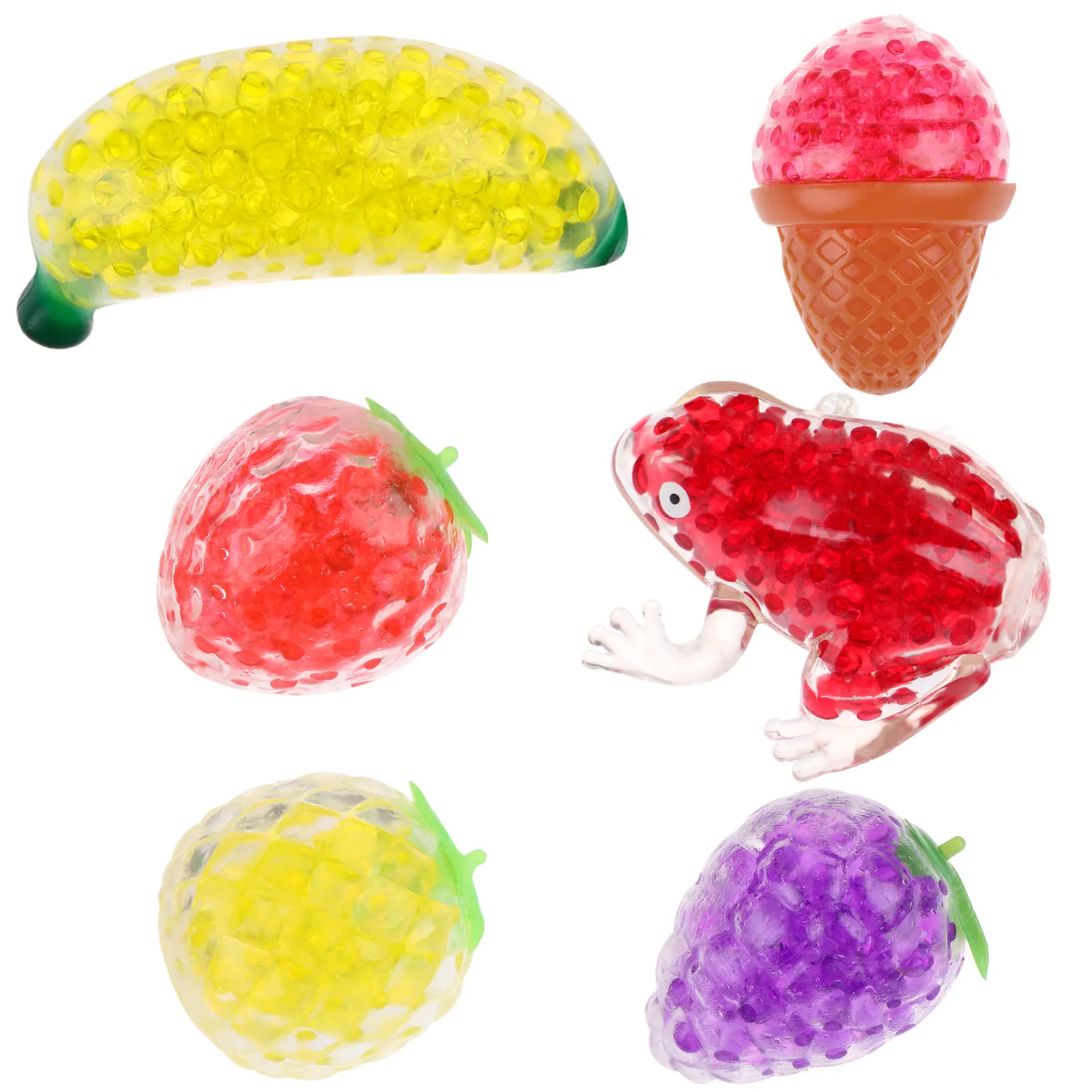 6 peças espremer frutas bola sapo formato de banana brinquedo antiestresse