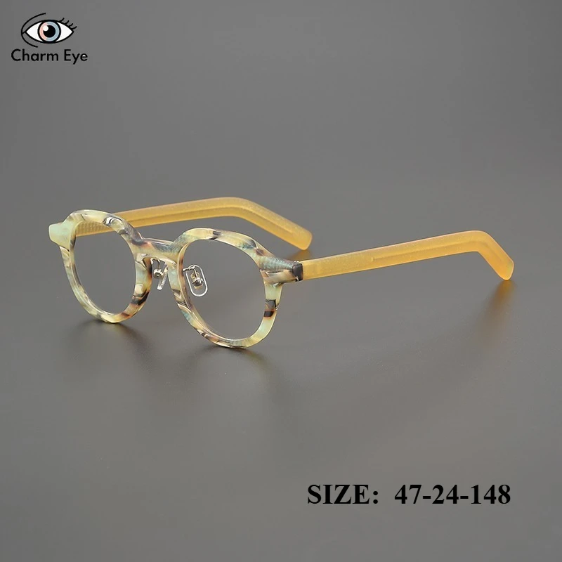 

Fashion Acetate Women Color Blocked Glasses Frame High-quality Circular Retro 150 Men Large Frame Myopia Anti Blue Light Eyewear