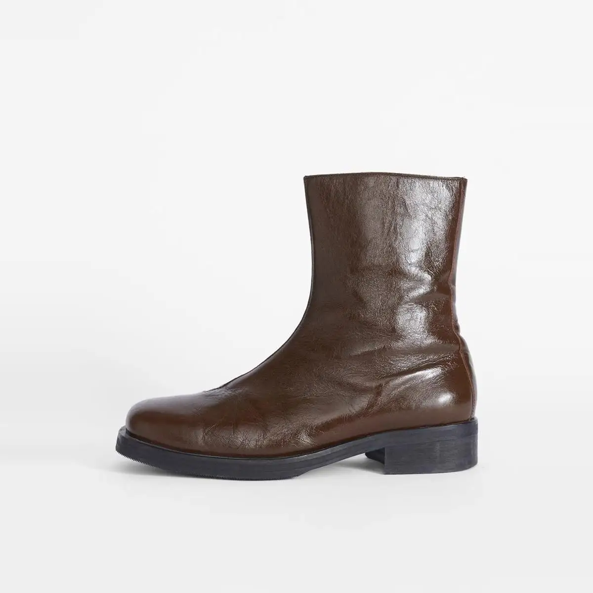 

BROWN BOOTS Men's Winter High Top Motorcycle Sle Zipper Retro Work ort Boots Briti Sle Men's Ankle Boots