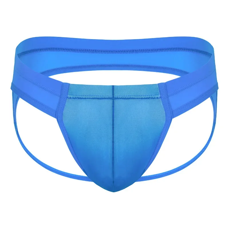 

Men's Sexy Jockstrap Underwear Exposed Buttocks Thin Elasticity Thin Quick Dry Gay Erotic Low-rise Bulge Pouch Transparent Thong