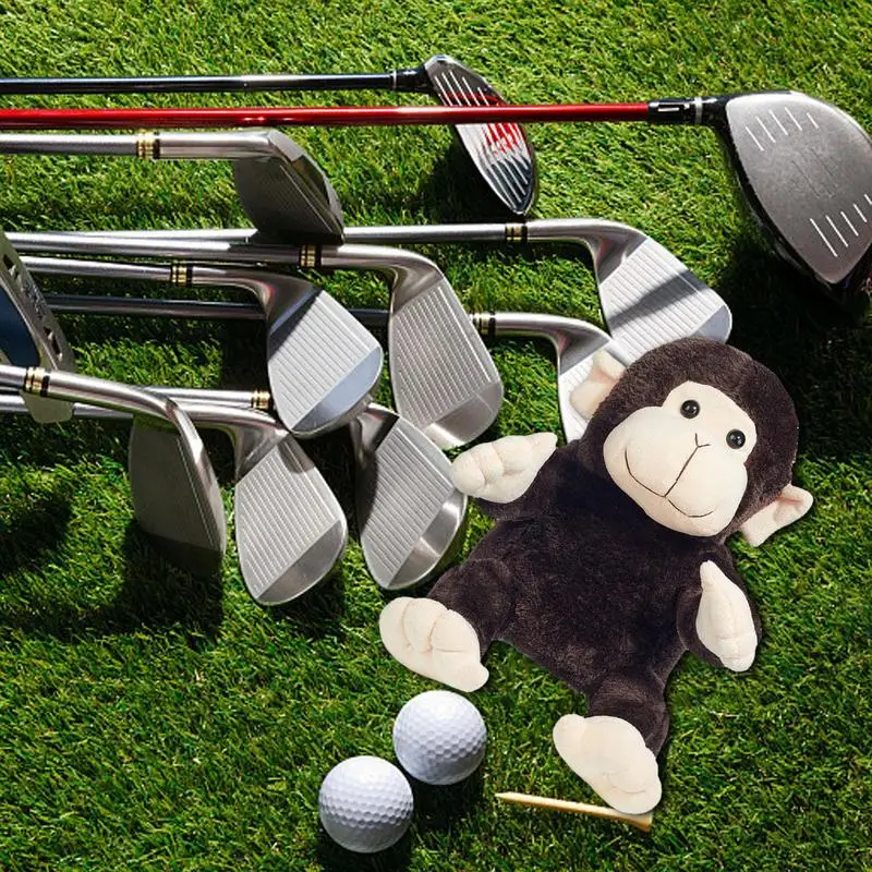 Golf Club Head Covers Plush Monkey Shape Golf Driver Head Cover Wedge Iron Protective Headcover Golf Club Head Covers For Driver