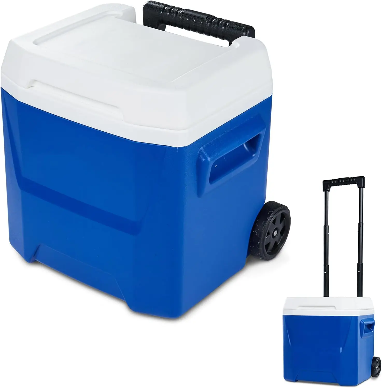 

16 QT Portable Ice Chest Cooler with Wheels and Handle, Insulated Outdoor Storage Box for Camping and Beach (Blue)