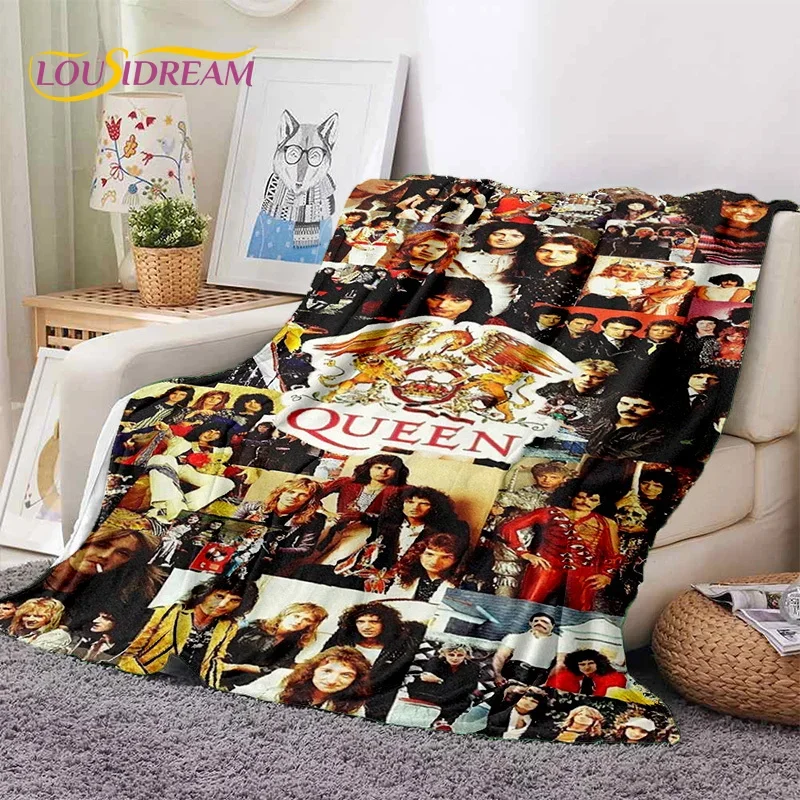 Classics Queen-Rock-Band Freddie Soft Flannel Blankets,Throw Blanket Comfortable Blanket for Picnic Beds Home Bedroom Gift Kids