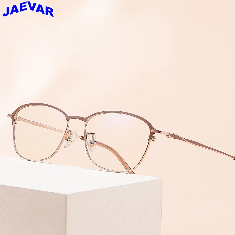 JAEVAR New Ultra Light Titanium Eyeglass Frame Retro Oval Women's Eyeglass Frame Anti Blue Light Optical Frame 80235