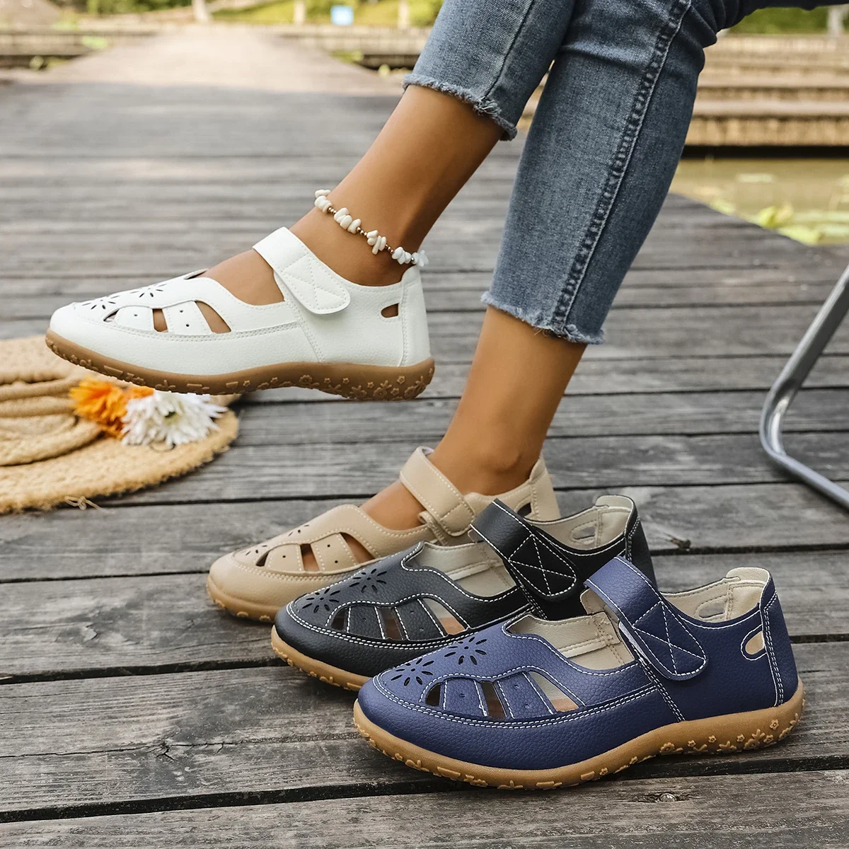 

Summer 2025 Women Casual Sandals Flats Sneakers Sport Shoes Women Brand Marie Jane Shoes Comfort Breathable Walking Sandals