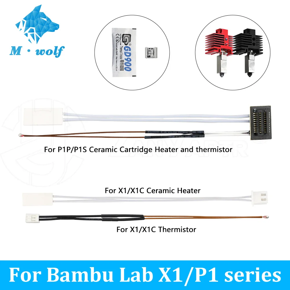 For Bambulab  Lab P1/X1 series termistore Heater 24v 65w Caremic Heater sensore di temperatura 30 ℃ per Bambu Hotend