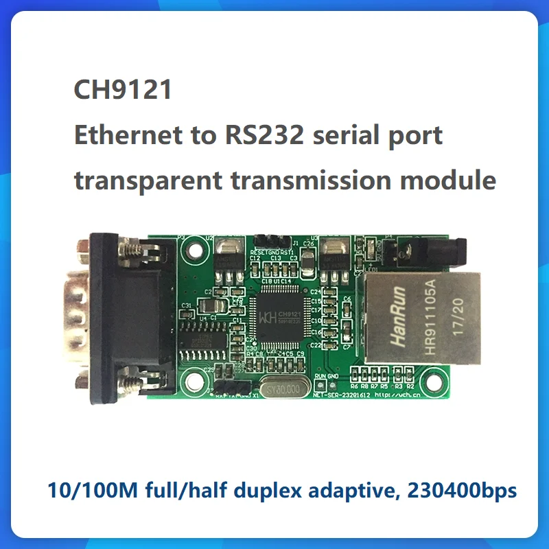 Módulo de transmisión transparente, conmutador automático de línea MDIX, Ethernet a RS485 RS232, CH9121, 10/100M