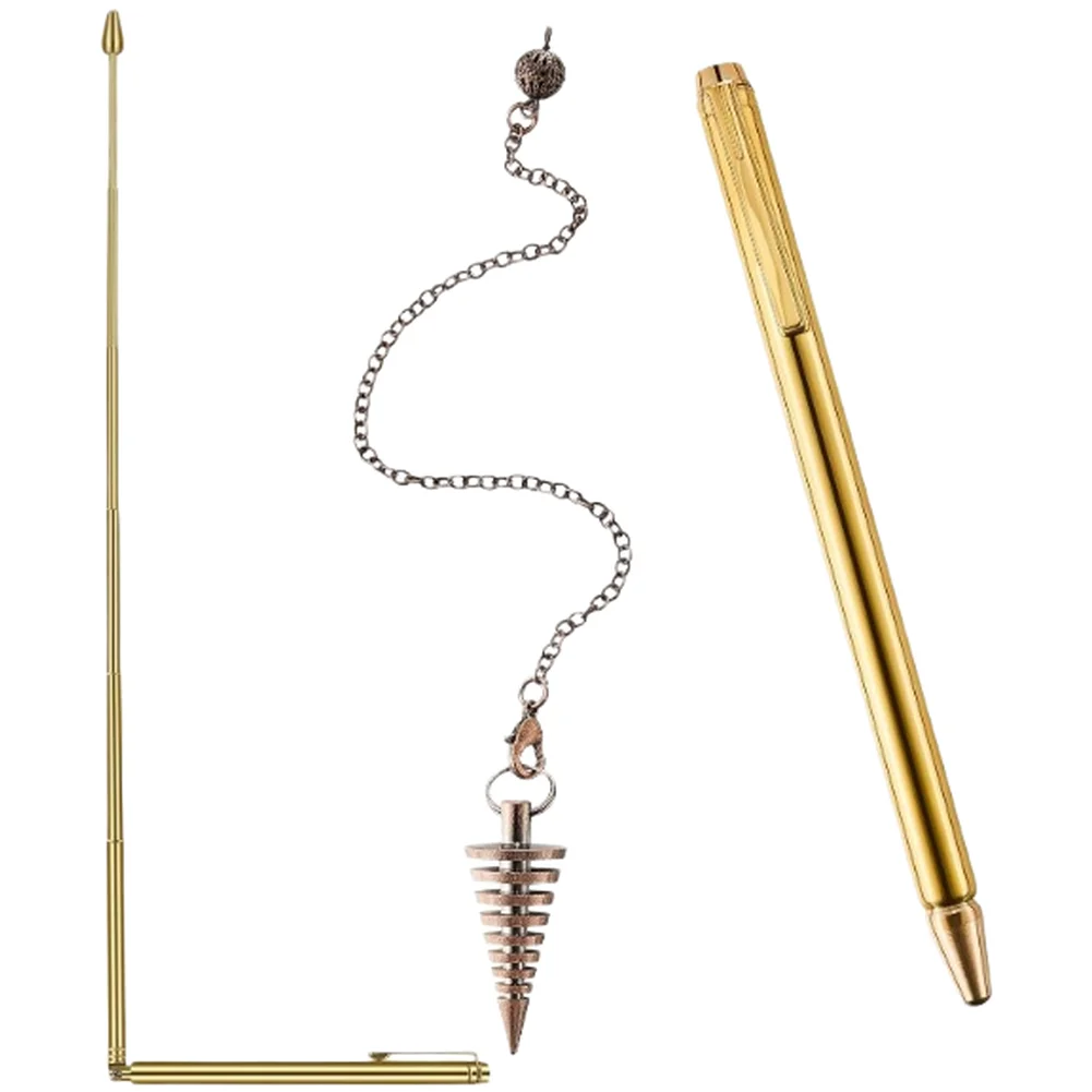 Extendable Copper Dowsing Rods Set With Pendulum For Treasure Hunting Divination Energy Detection Portable Home Garden Tools