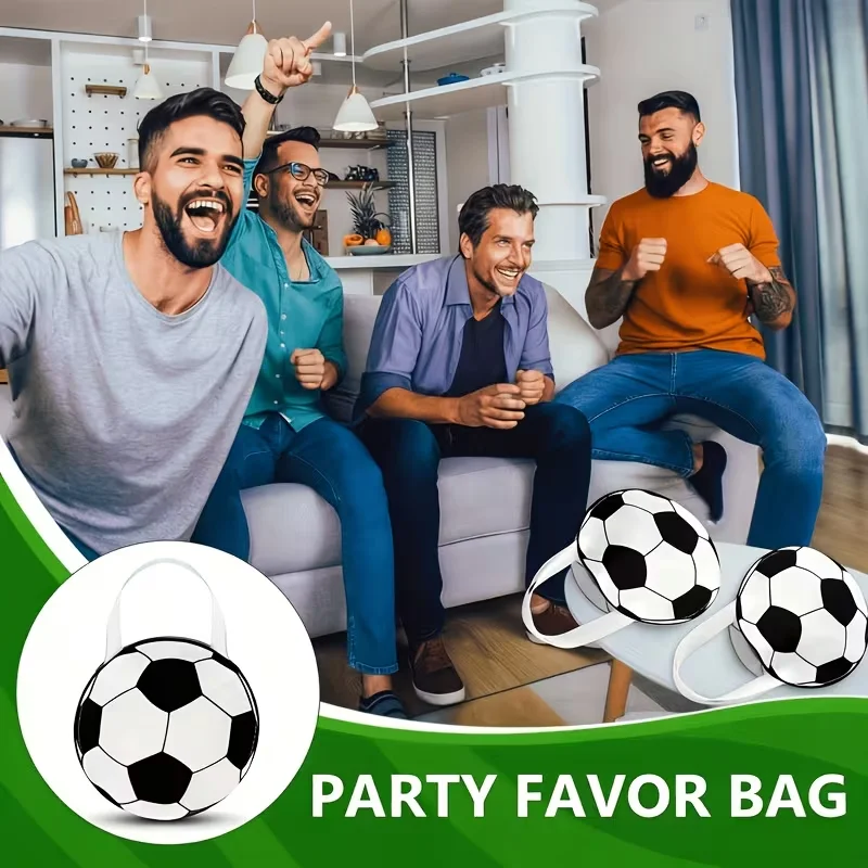 6/12Pcs Football-Themed Party Favor Bags Non-Woven Candy Gift Bag for Sports Soccer Birthday Party Decoration Supplies Christmas - view 2
