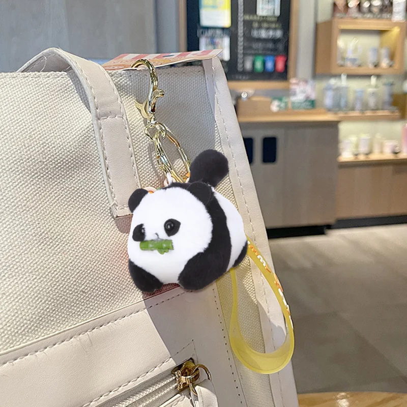 Stuffed Animal Soft Plush Panda keychain Wagging Tail Panda Plush Doll Interactive Animal keychain Tail Turning Panda Toy