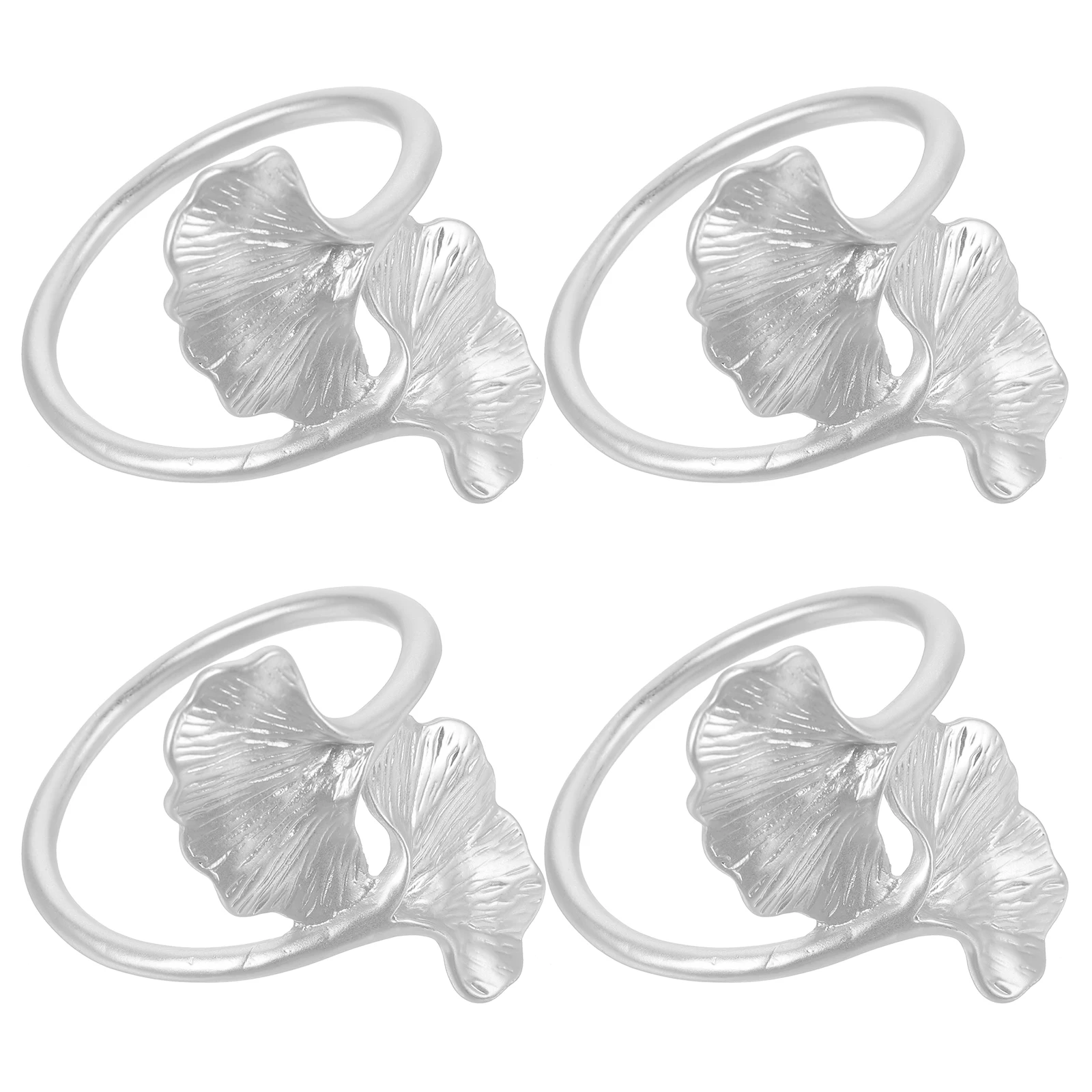 

4 Pcs Napkin Holder Ring Rings Party Holders Wedding Napkins Silver Leave Banquet