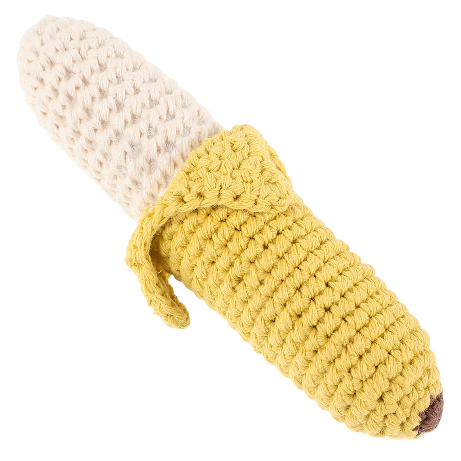 Sonajero de mano de plátano de ganchillo, juguete de dentición seguro para bebés, campana de agarre suave, juguete para recién nacidos, 1 Uds.