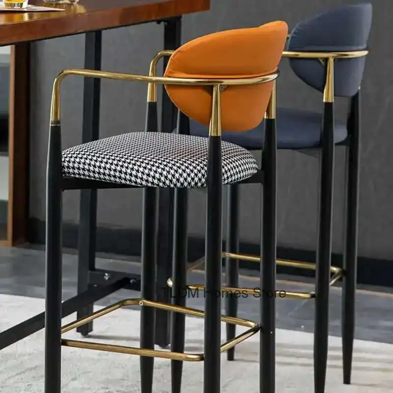 Licht Luxus Bar Stuhl Moderne Einfache Kaffee Freizeit Mode Hohe Fuß Barhocker Nordic Bar Möbel Küche Rückenlehne Sessel