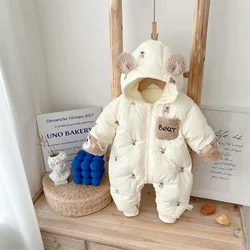 Winter Baby Jumpsuit Thick Warm Infant Hooded Inside Fleece Rompers Newborn Boy Girl Overalls Outerwear Baby Sets High Quality