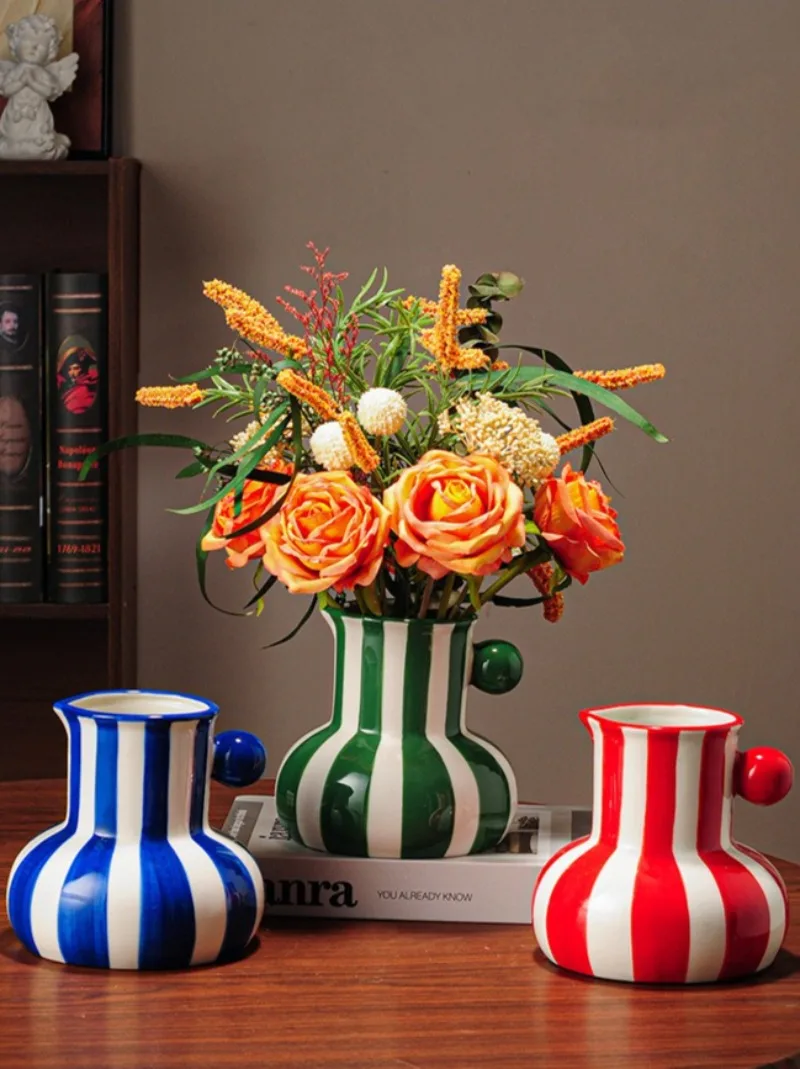 

Европейские красочные полосы, креативная керамическая ваза, горшки для растений, украшения стола, цветочная композиция, цветочная ваза, декор комнаты