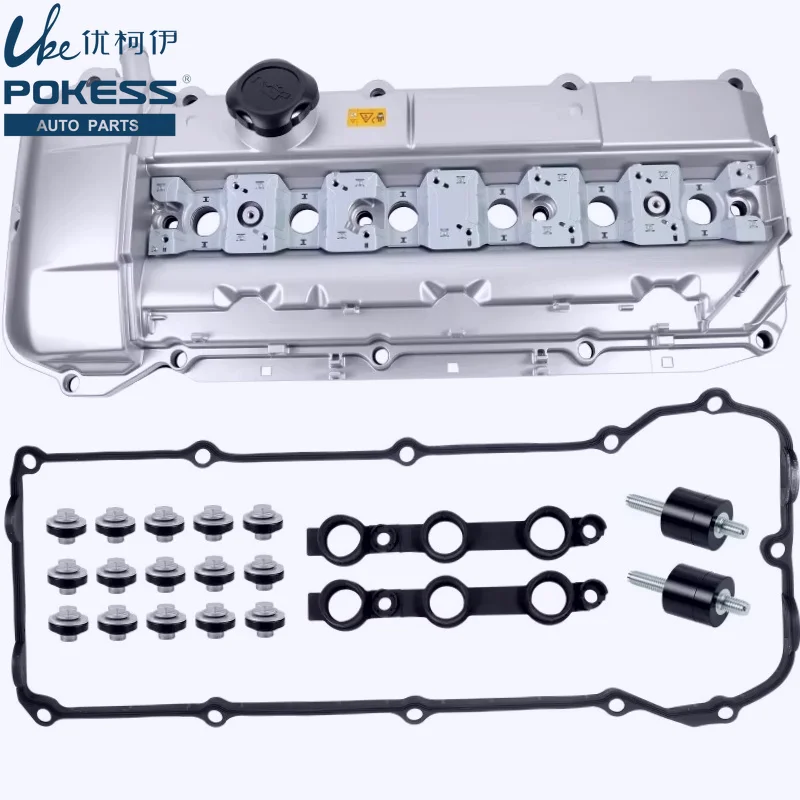 11121432928 New Aluminum Valve Cover Cylinder Head Cover Compatible With BMW E53 Z3 E46 E39 E38 M52 M54 E36 Car Engine Aluminium