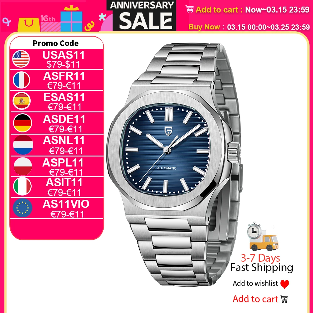 PAGANI DESIGN 2025 nuevos relojes para hombre, reloj automático de lujo para hombre, reloj de pulsera mecánico de 40MM, cristal de zafiro AR de acero inoxidable