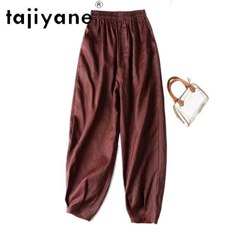 

TAJIYANE 100% Mulberry Silk Cracked Pattern Pants Woman Old Money Style Baggy Pants Lantern Trousers Summer Clothes Women 2025