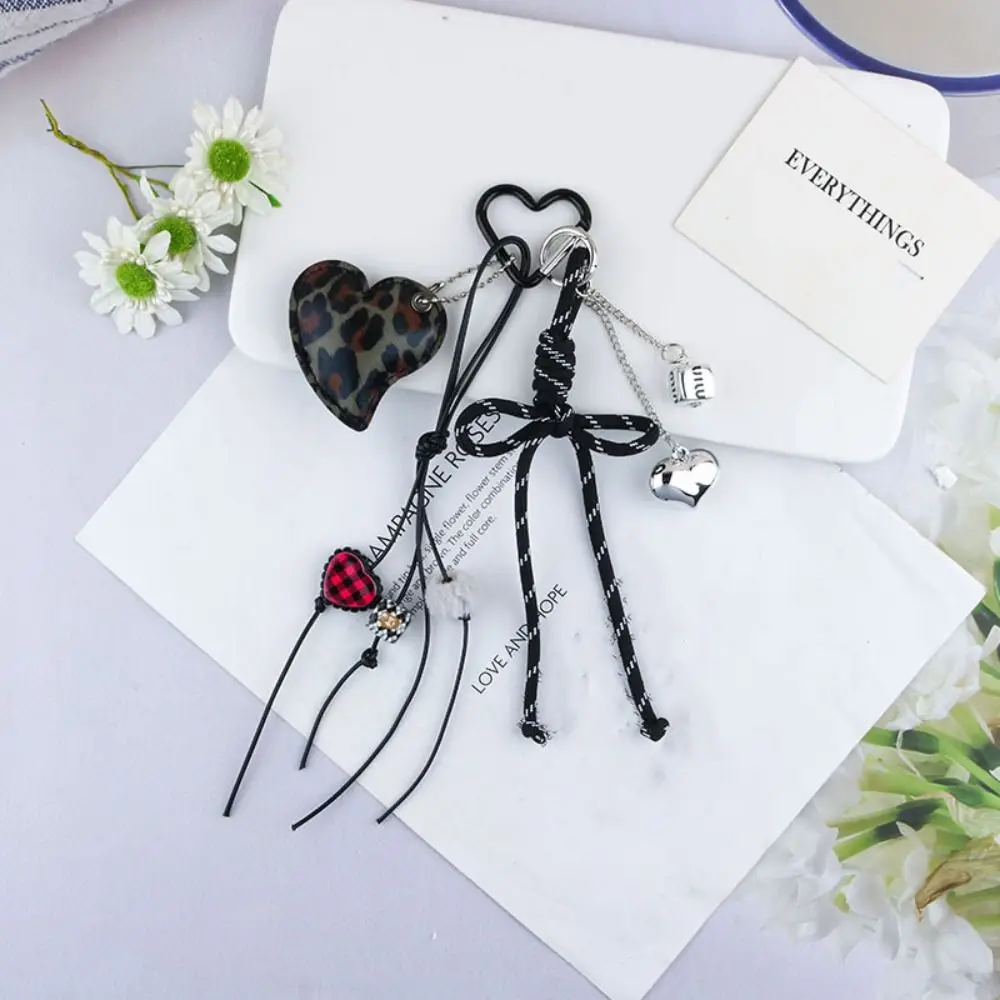 Cute Heart Purse Hanging Pendants Bow Hanmade Rope Keychain Bag Pendants