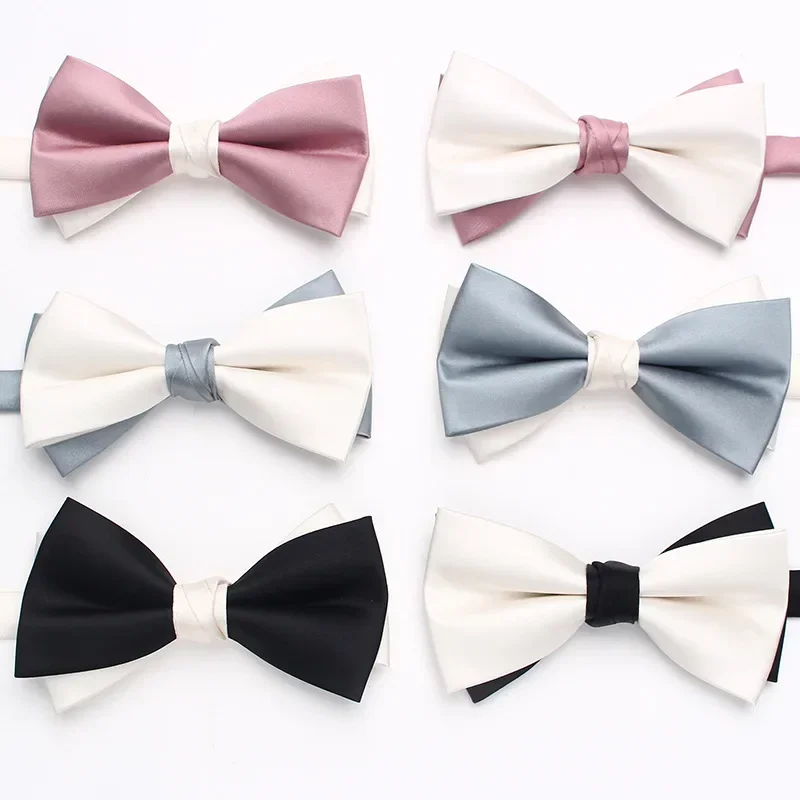 color match color double layer bow tie men\'s business fashion British style suit accessories wedding bow tie