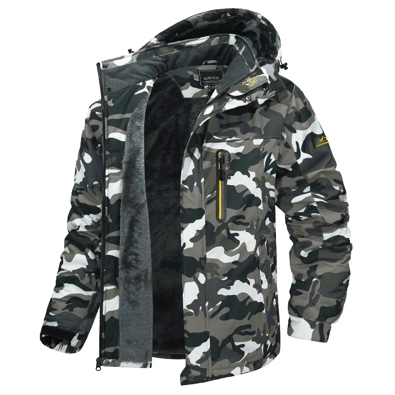 سترة شتوية مبطنة من الصوف مقاومة للماء للرجال سترات تزلج على الجليد مقاومة للرياح معاطف بقلنسوة قابلة للإزالة سترة واقية غير رسمية