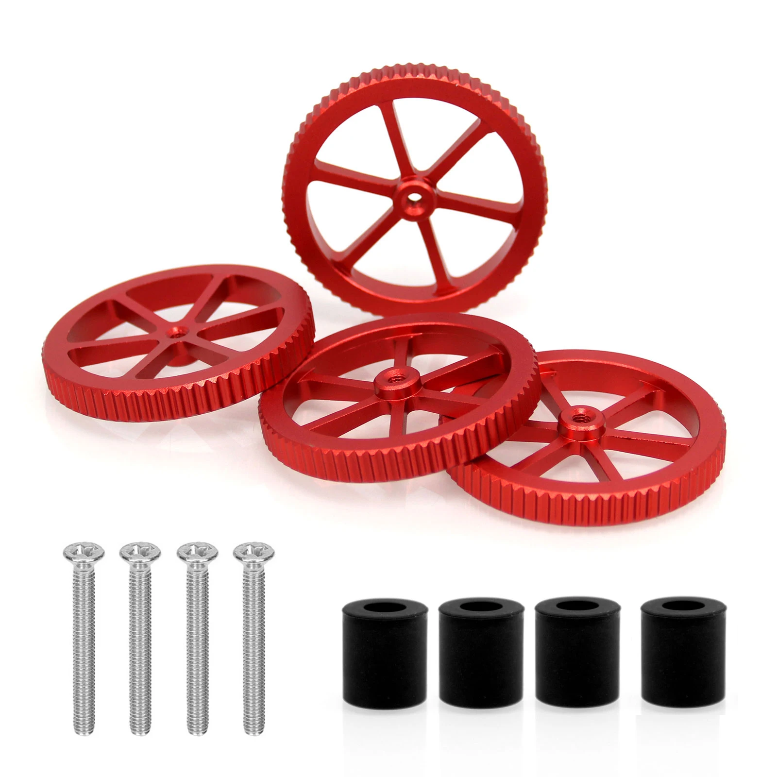 

4PCS Red Aluminum Hand Twist Leveling Nut With 4PCS Silicone Hot Bed Leveling Column For Ender 3 Series Ender 5/Plus Pro CR-10