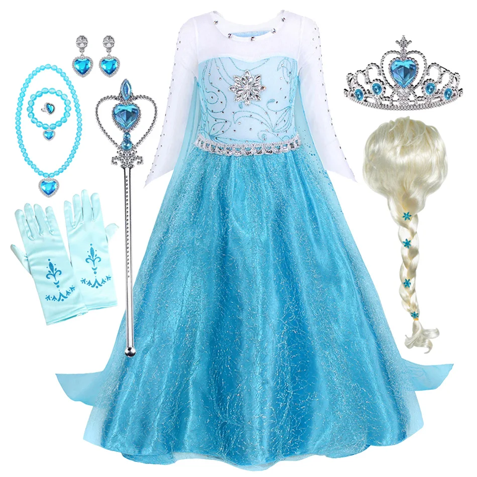 Mädchen Prinzessinnenkleid Schneekönigin Halloween Cosplay Party Kostüm Prinzessin Festliche Kleidung Kinder Outfit Kleid