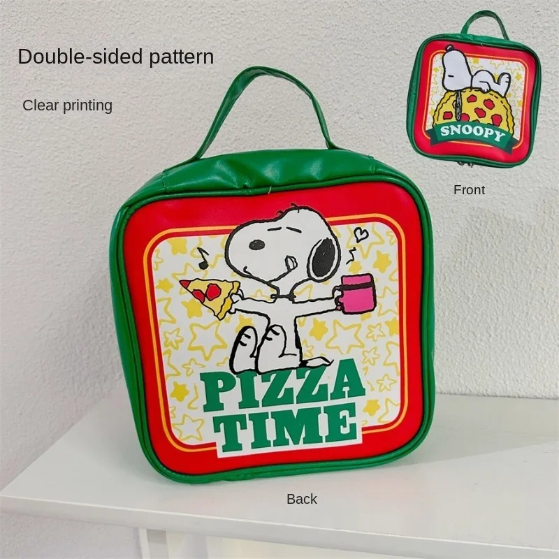 Snoopy Kawaii Cartoon Cosmetic Bag donna grande capacità Ins Pu Square Makeup Bag ragazze Cute Portable Travel Toiletry Storage Bag