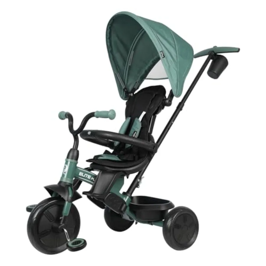 QPlay Toddler Tricycle Stroller for 10M6Y Boys Girls - Black 6 in 1 Baby Tricycle with Adjustable Push Handle Detachable Guardr