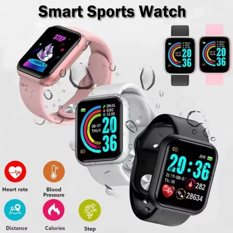 Y68 Adult Smart Watch Bluetooth Fitness Tracker Sports Watch Heart Rate Monitor Blood Pressure Smart Bracelet for Android IOS