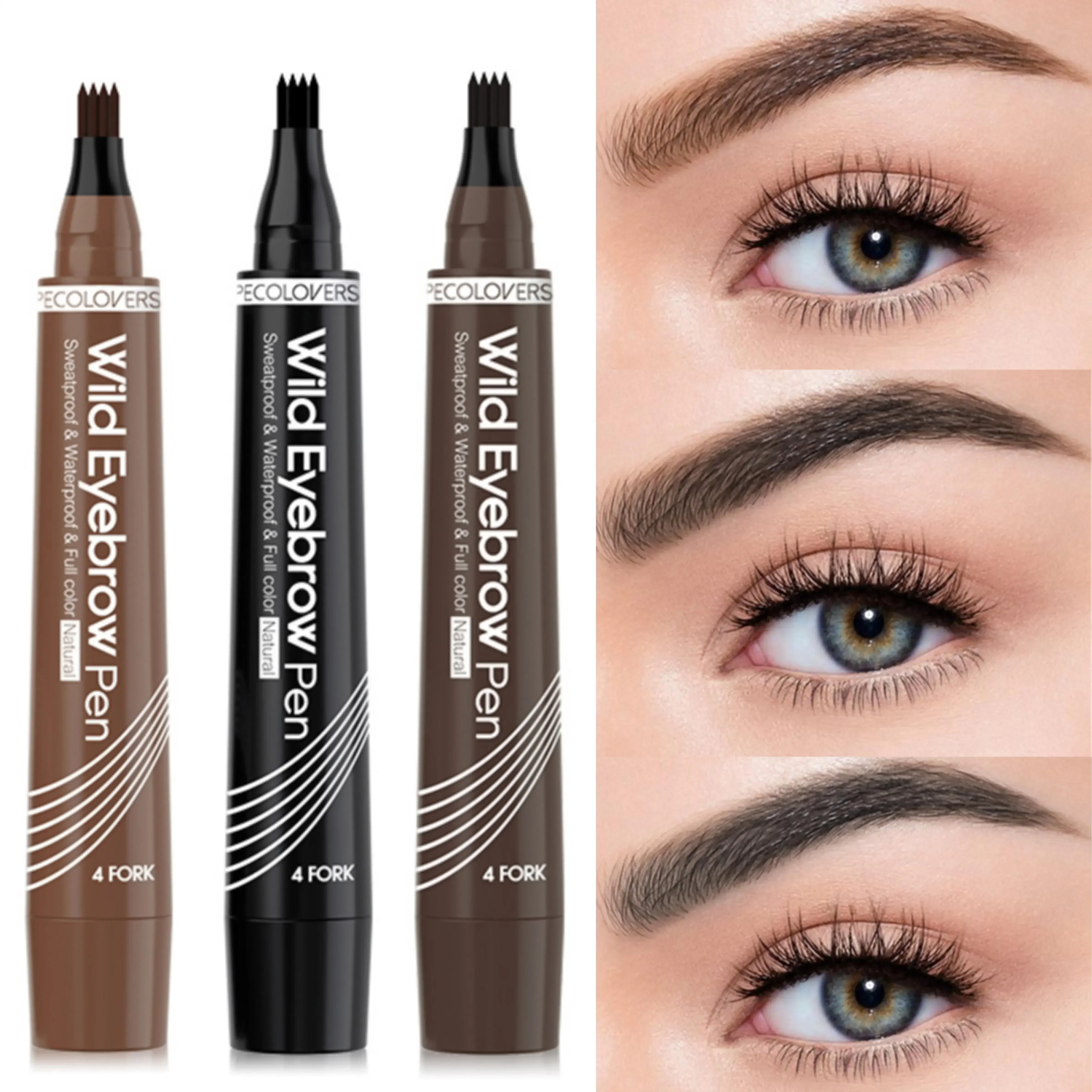 6 Colors Eyebrow Pencil Long Lasting Eye Makeup Waterproof Liquid Eyebrow Pen Professional Cosmetic Microblade Brown Pencil