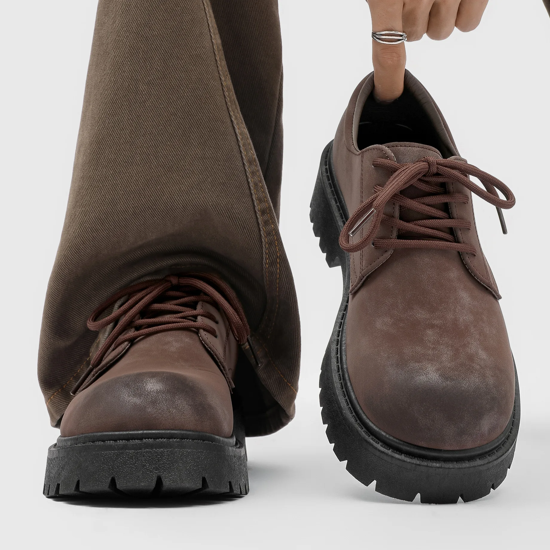 Men's Retro Business Work Thick Soled Height-increasing Suede Shoes