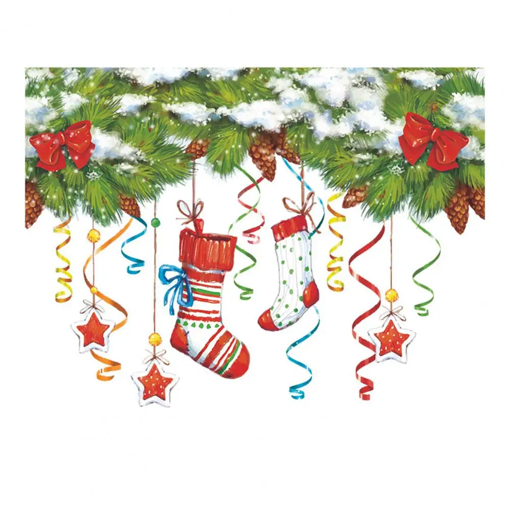 Removable Christmas Toilet Stickers Vibrant Color Toilet Decals Festive Christmas Toilet Stickers for Home Wall for Bathroom