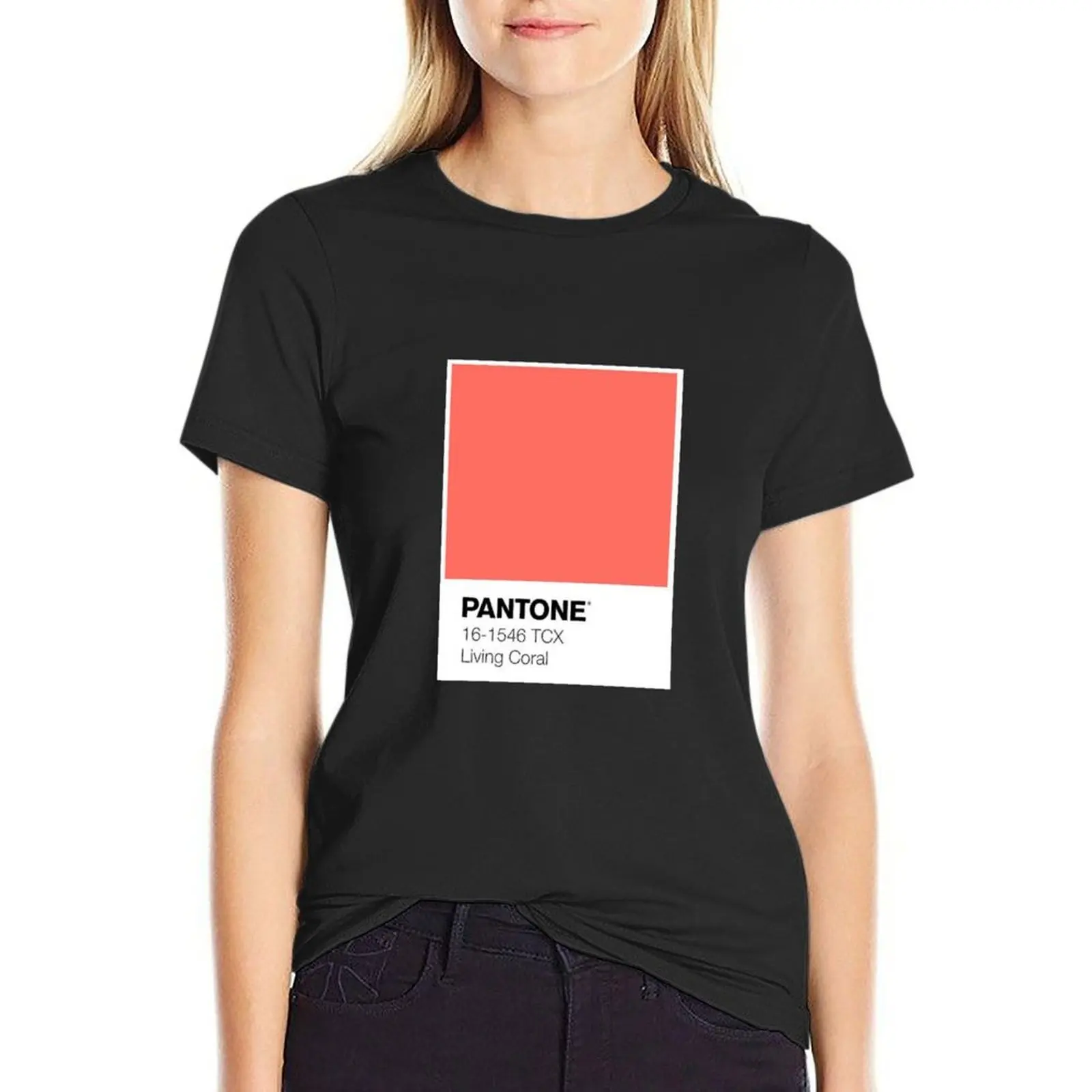 

Pantone Living Coral Clothes T-Shirt Blouse anime clothes blanks black t shirts for Women