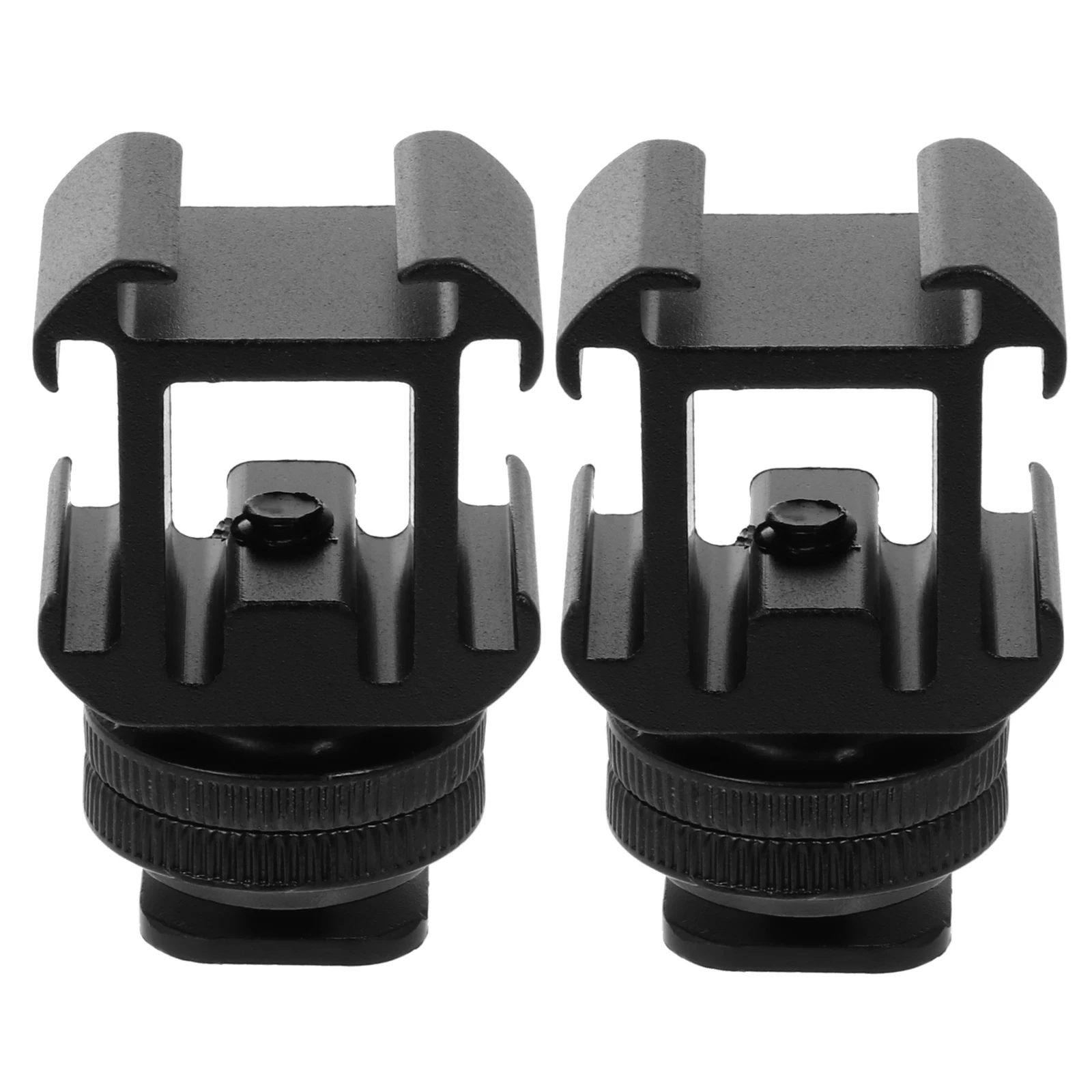 

2 Sets Hot Shoe Base Aluminum Alloy Camera Mount Adapter Universal Three Head Microphone Light Flash Video Photography Studio