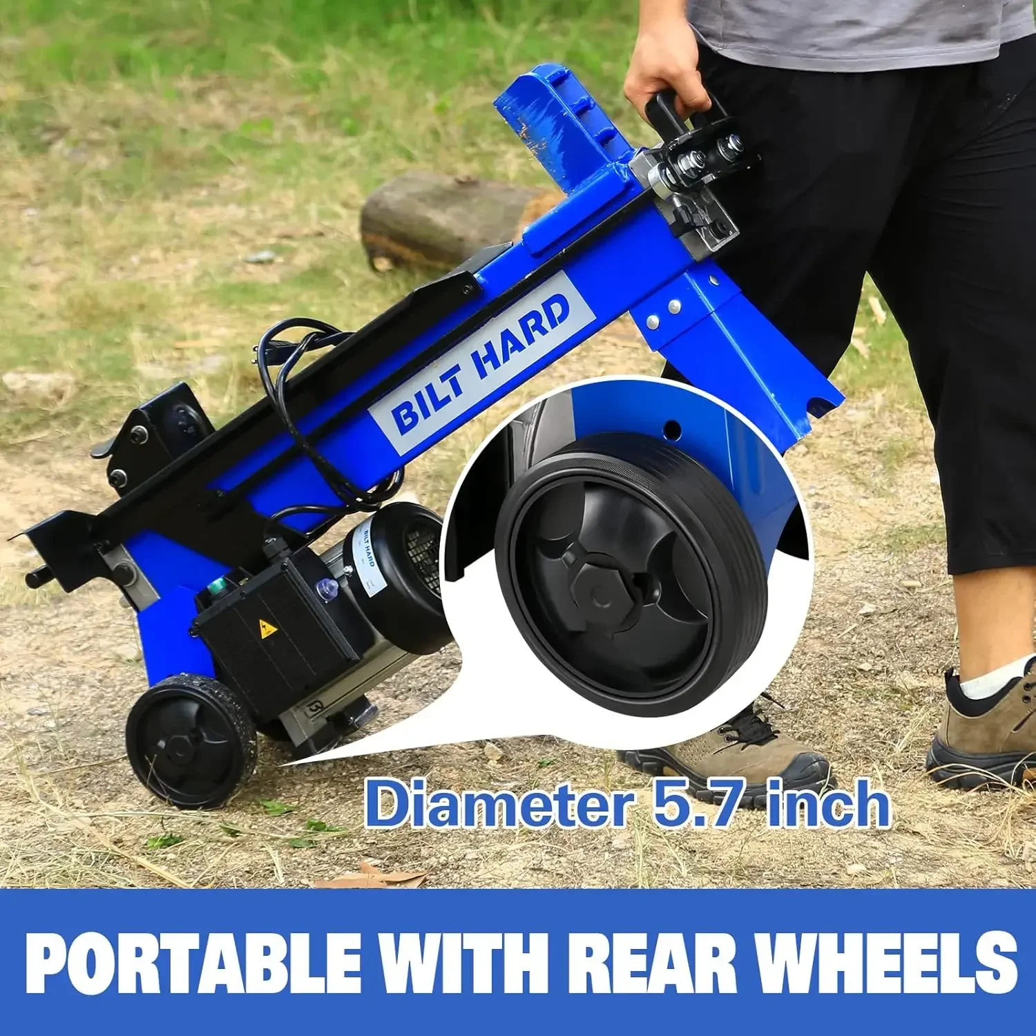 with Hydraulic Ram, Electric Firewood Splitting Machine, Horizontal Log Splitter 6.5 Ton, Wood Splitter Electric Powered 15Amp