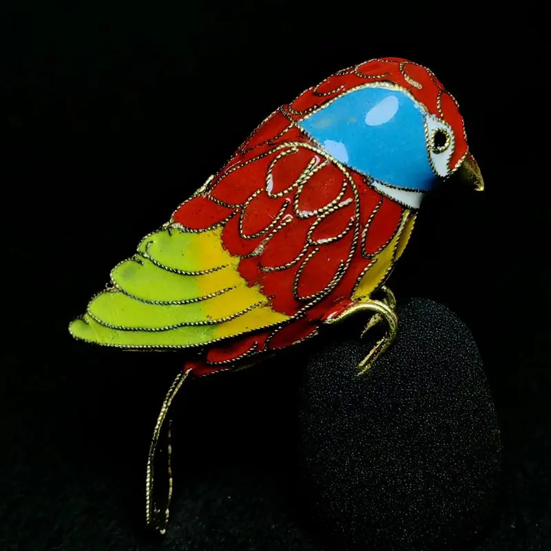 YIZHU CULTUER ART Size 8.7×4.8 cm Chinese Old Beijing Cloisonne Pretty Bird Statue Home Decoration Gift Collection