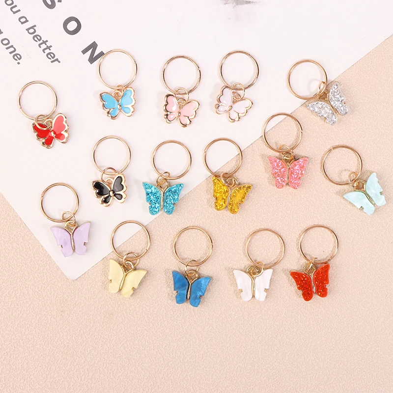 5Pcs Butterfly Knitting Stitch Markers Zinc Alloy Pendant Multicolor For Knitting Tools DIY Findings Random Colours