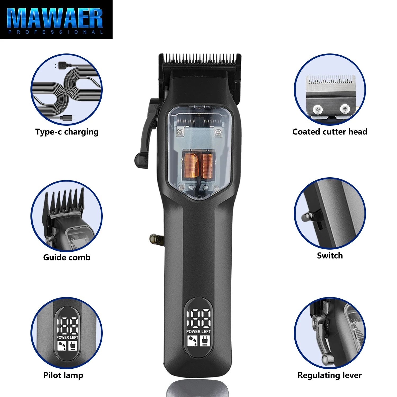 Hair Trimmer Cordless Hair Cutting Machine Professional Clippers Vector Motor Haircut Barber 11000 RPM Trimmer for Men