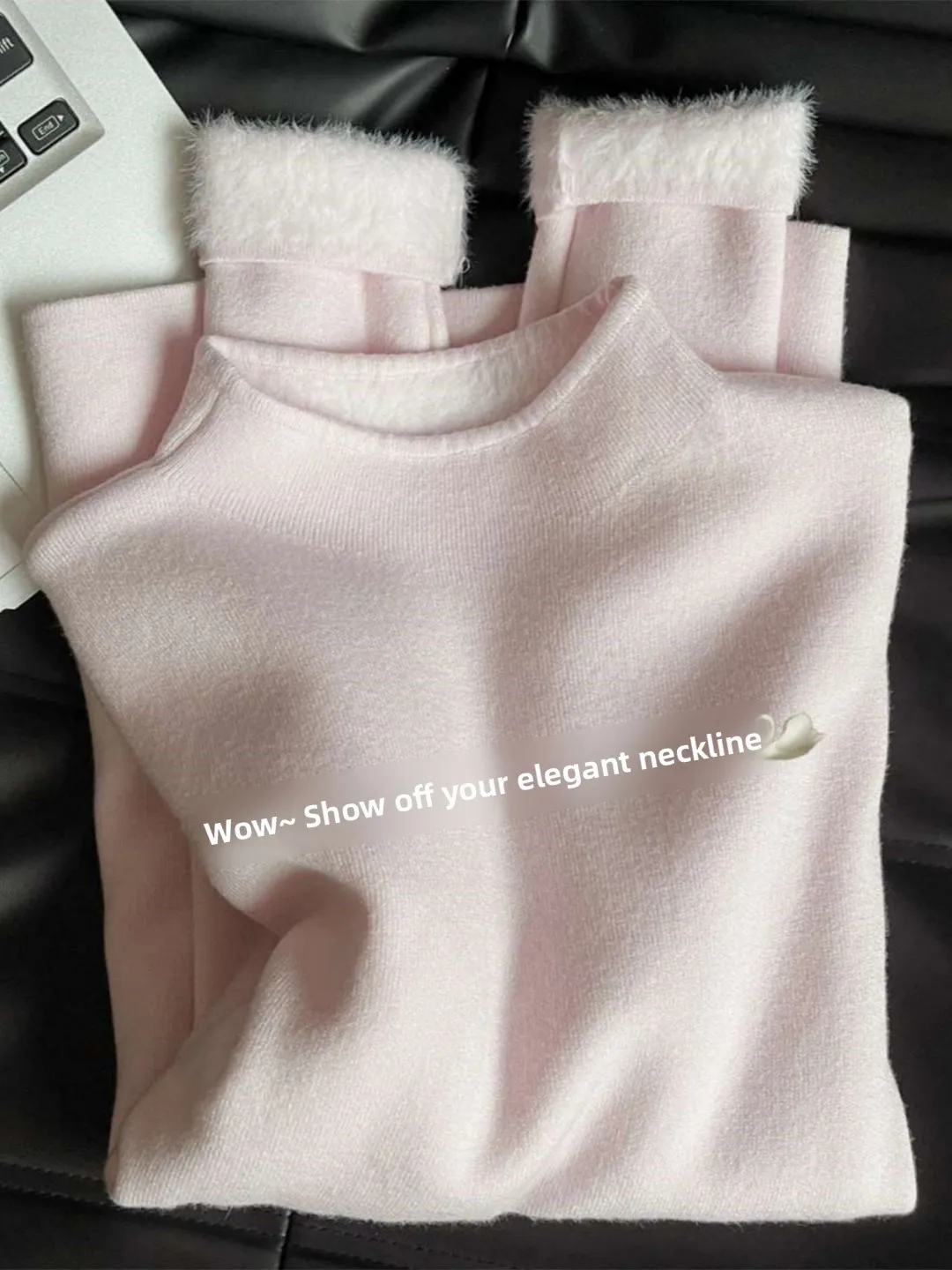 

Thickened Fleece Women's Thermal Underwear Long Sleeve High Neck One-Piece Velvet Warm Top Winter Base Layer Shirt Commute Style