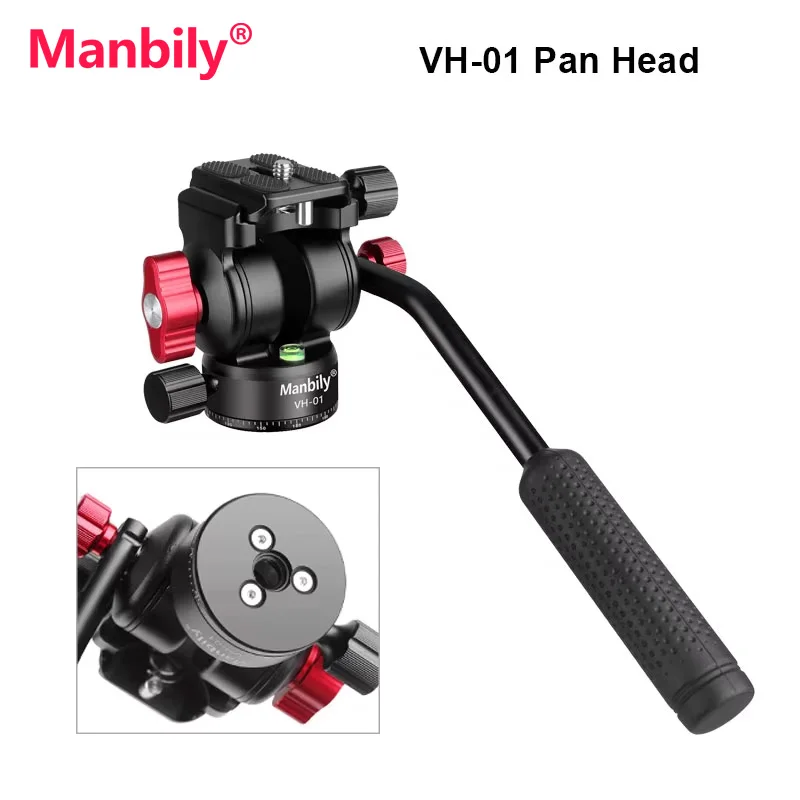 

Manbily Hydraulic Tripod Head 6.6lbs/3 kg Fluid Panoramic With Handle Quick Release Plate Arca for Video DSLR Camera Filming