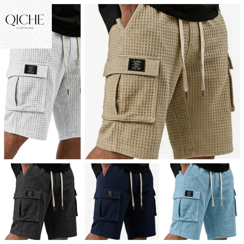 QICHE Men Casual Shorts New Loose Straight Five-Point Sports Shorts Outdoor Wear Available in 8 Colors Summer