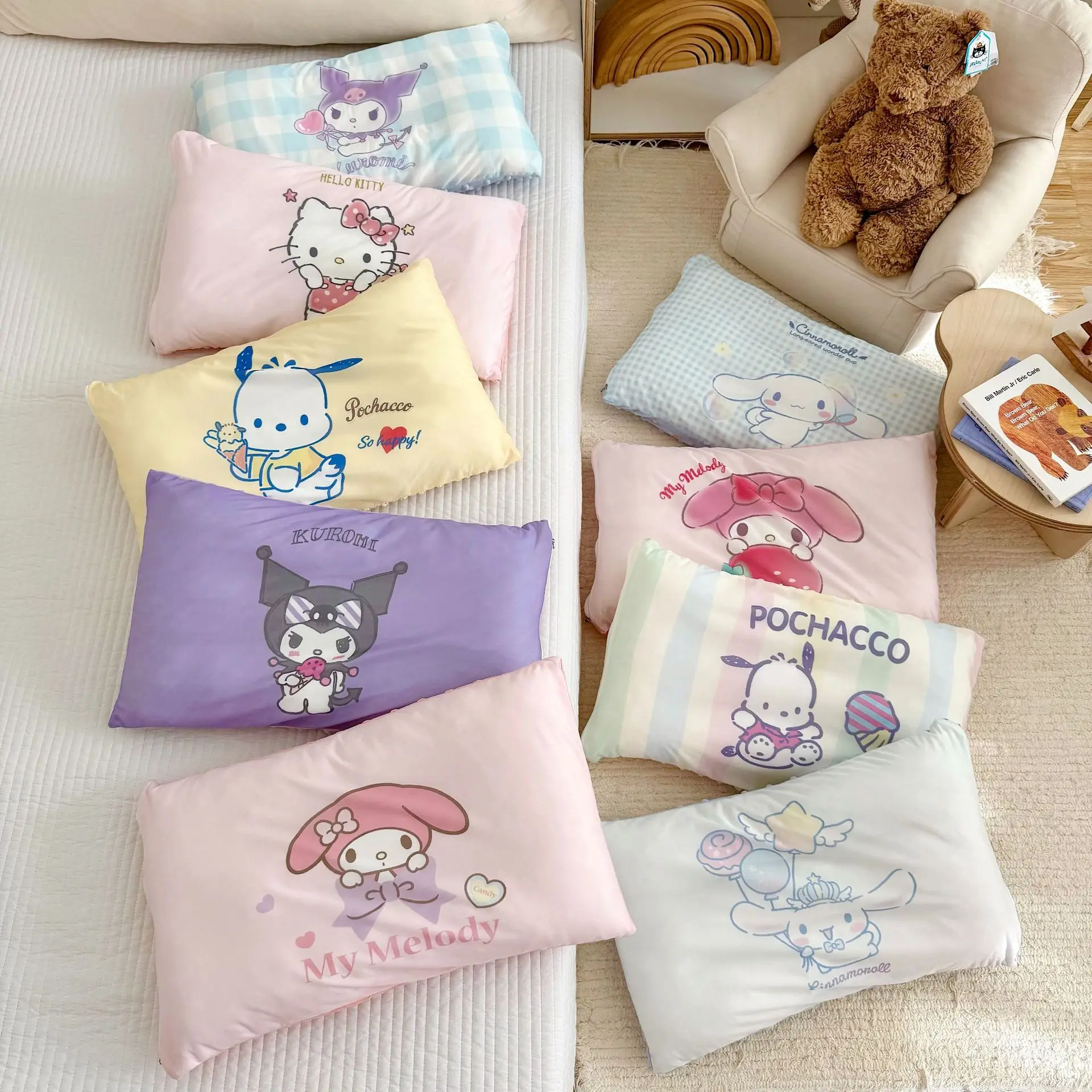 وسادة سانريو ميلودي كورومي سينامورول هالو كيتي مريحة مع وسادة طالب بين داون للأطفال قابلة للإزالة